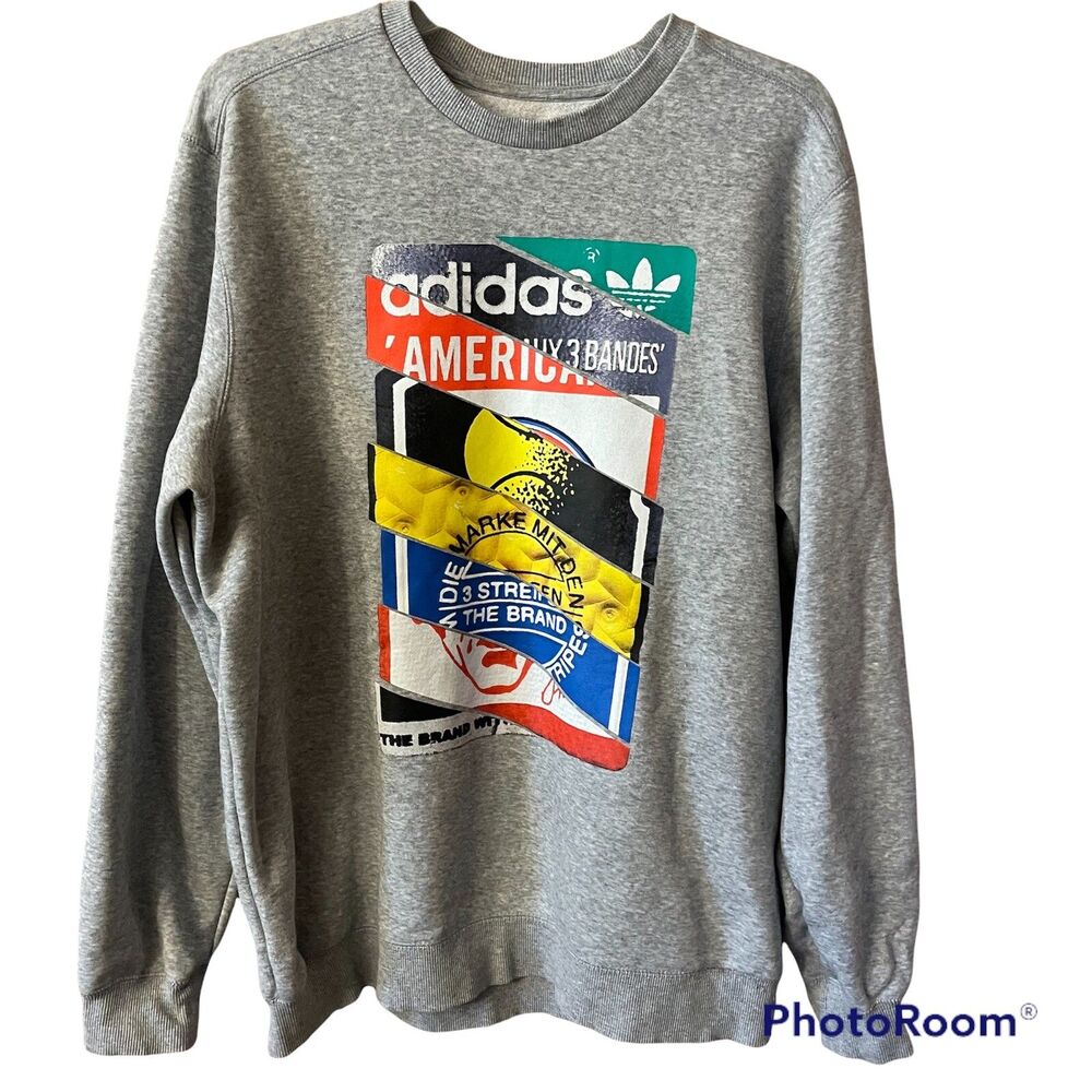 Adidas Originals Label Crew Neck Sweatshirt Mens Size Large Trefoil Pullover